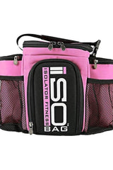 Isolator Fitness ISOBAG 2nd Gen in pink, durable meal storage bag with multiple compartments for food organization.