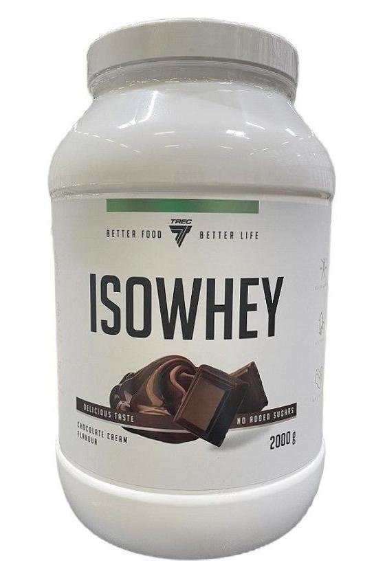 Trec Nutrition ISOWHEY protein powder, chocolate cream flavor, 2000g, high biological value for muscle growth.