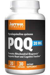 Jarrow Formulas PQQ bottle, 20 mg, dietary supplement for mitochondrial support and cognitive function.