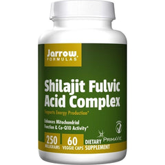 Jarrow Formulas Shilajit Fulvic Acid Complex bottle with 60 veggie caps for energy support and mitochondrial health.