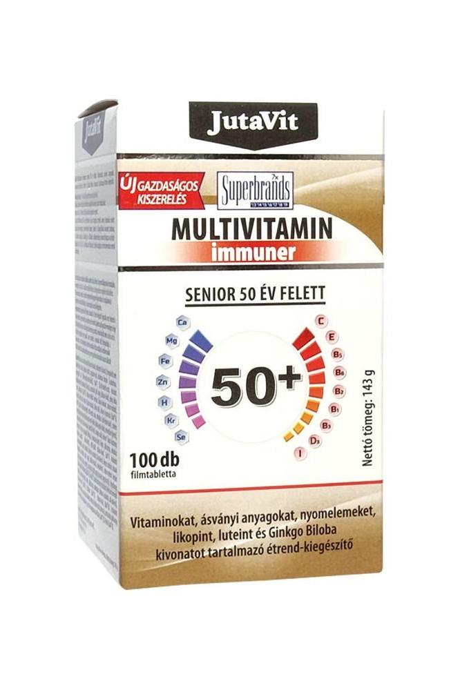JutaVit Multivitamin Immuner tablets for seniors 50+, 100 units, designed for health and wellness.