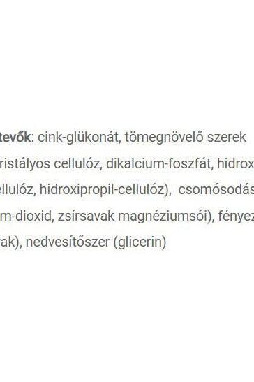 Ingredients list for JutaVit Organic Zinc tablets including zinc gluconate and other components.