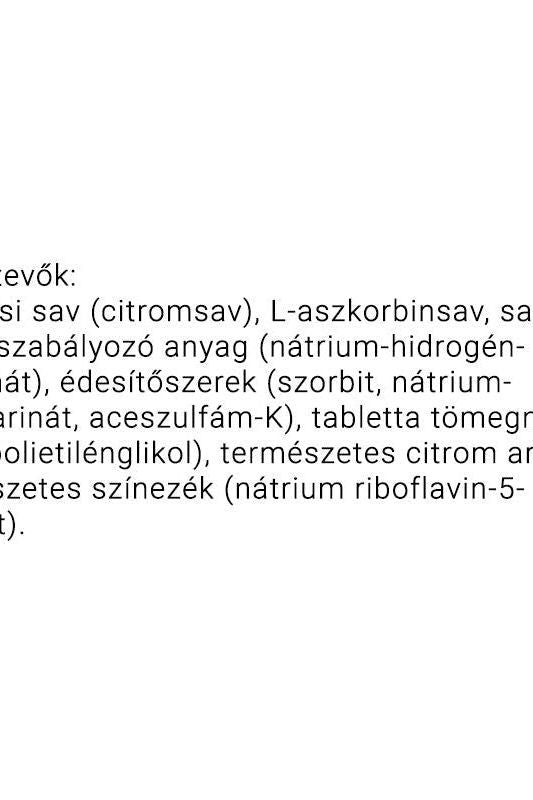 Ingredients list for JutaVit Vitamin C effervescent tablets, including citric acid and sweeteners.