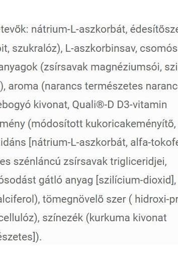 Ingredients list for JutaVit Vitamin C 1000 mg Forte + D3 chewable tablets includes natural flavor, sweeteners, and extracts.