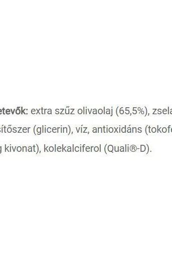 Ingredients list for JutaVit Vitamin D3 2500 IU Oliva softgel, including olive oil and glycerin.