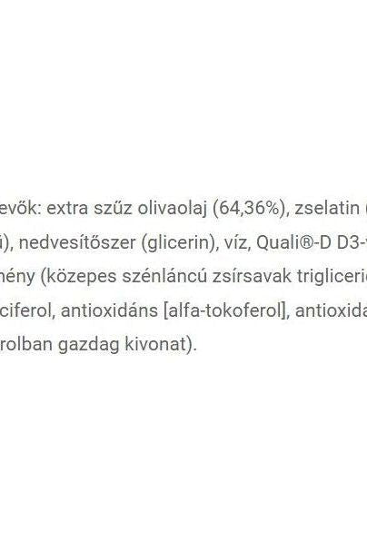Ingredients list for JutaVit Vitamin D3 4000 IU Forte softgels, including extra virgin olive oil and glycerin.