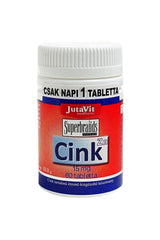 JutaVit Zinc 15 mg supplement tablets in a container, supports immune system and normal organ function.
