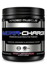 Kaged Muscle Hydra-Charge premium electrolyte powder in Pink Lemonade flavor for hydration and endurance support.