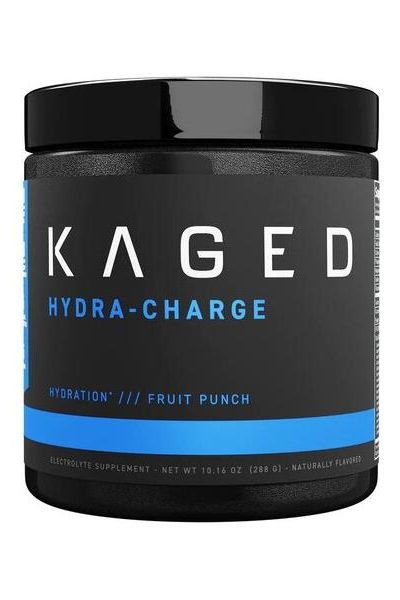 Kaged Muscle Hydra-Charge Fruit Punch flavor container for hydration and electrolyte support.