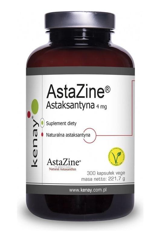 Kenay AstaZine astaxanthin supplement bottle, 300 vegan capsules, 4 mg per capsule, 221.7 g