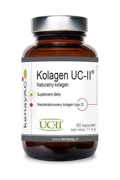 Kenay UC-II Collagen supplement bottle with 60 capsules for joint support and flexibility.