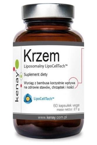 Kenay Liposomal Silicon supplement for bone health, skin elasticity, and collagen support in 60 vegan capsules.