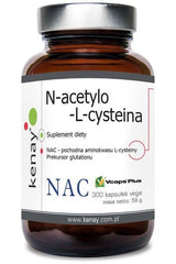 Kenay NAC N-acetyl-L-cysteine dietary supplement bottle for immune support and antioxidant protection.