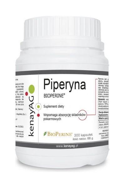 Kenay Piperine Bioperine black pepper extract supplement bottle enhancing nutrient absorption.