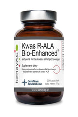 Kenay R-Lipoic Acid Bio-Enhanced supplement bottle containing 60 capsules, known for high bioavailability and antioxidant support.