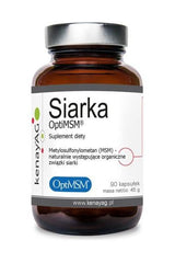 Kenay OptiMSM sulfur supplement in a brown bottle, 90 capsules for joint and skin health.