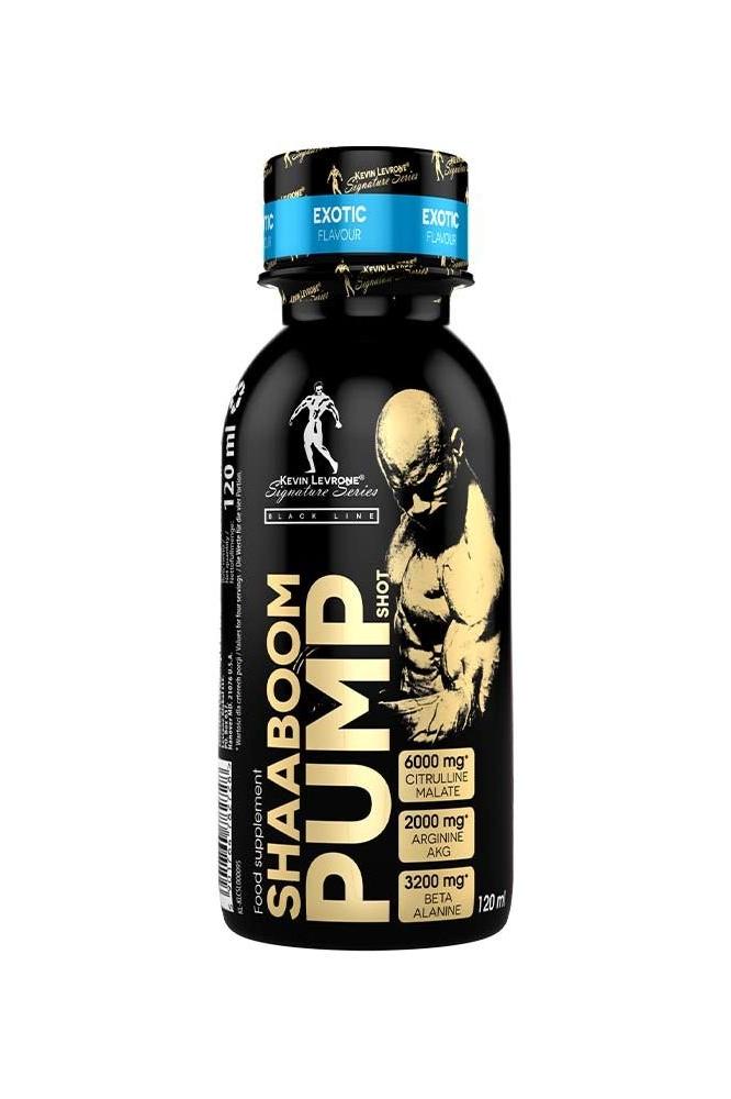 Kevin Levrone Shaaboom Pump Shot, a pre-workout supplement for enhanced blood flow and muscle pump.