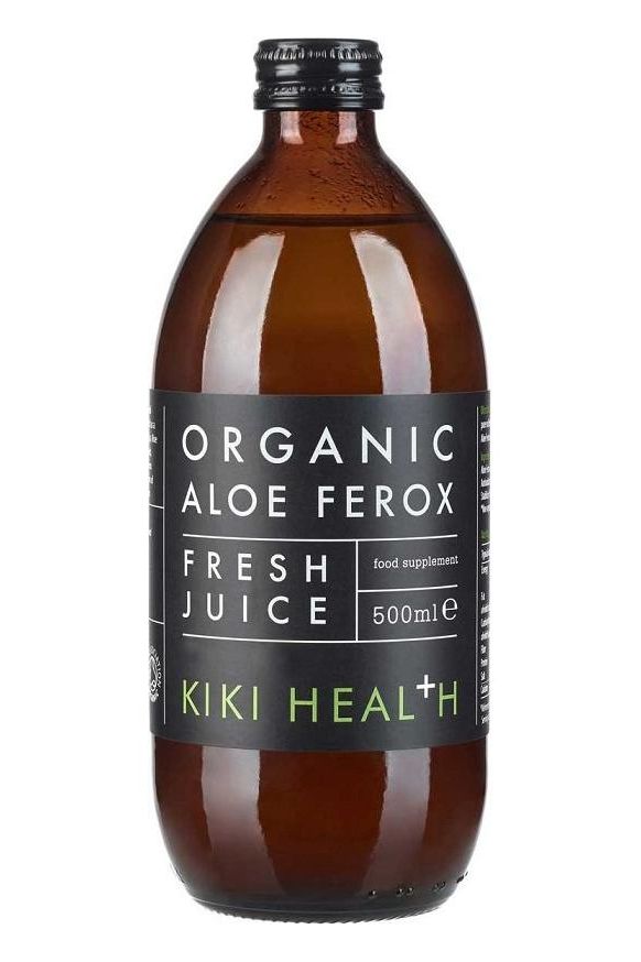 KIKI Health Organic Aloe Ferox Juice 500 ml bottle, fresh juice for natural health benefits.