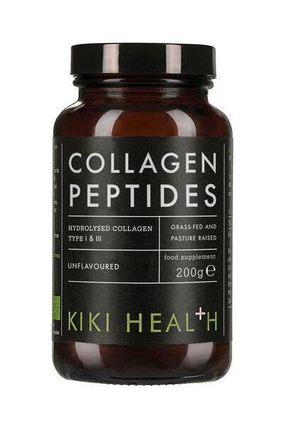 KIKI Health Collagen Peptides Powder 200g jar for skin health and muscle recovery, unflavoured, hydrolysed collagen type I & III.