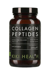 KIKI Health Collagen Peptides Powder 200g jar for skin health and muscle recovery, unflavoured, hydrolysed collagen type I & III.