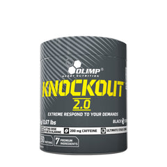 Olimp Knockout 2.0 supplement container with high beta-alanine and caffeine for endurance and focus.