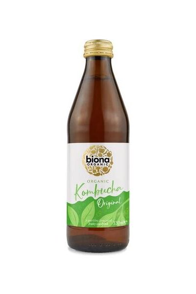 Biona Organic Kombucha Original bottle with eco-friendly label for refreshing taste.