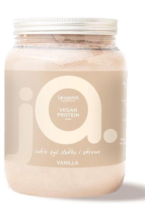 Levann jA Vegan Protein in vanilla flavor, gluten-free and lactose-free protein powder for active lifestyles.