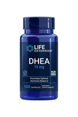 Life Extension DHEA 15 mg dietary supplement, 100 capsules, promotes optimal hormone balance.
