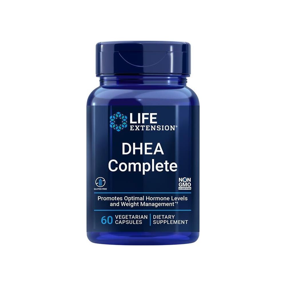 Life Extension DHEA Complete 60 Veg Capsules for optimal hormone levels and weight management.