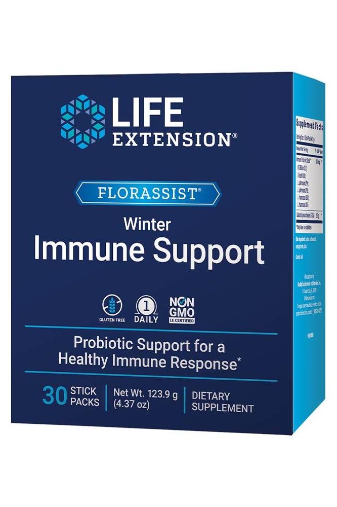 Life Extension FLORASSIST Winter Immune Support, 30 stick packs for healthy immune response.