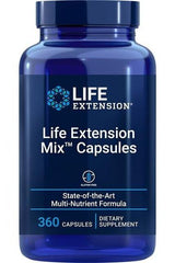 Life Extension Mix Capsules bottle, 360 count, high-quality vitamins and minerals, dietary supplement for optimal health.