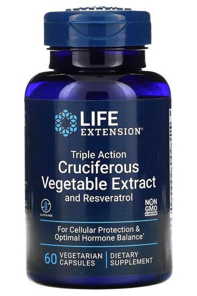 Life Extension - Triple Action Cruciferous Vegetable Extract with Resveratrol - 60 vcaps - Nutri.se