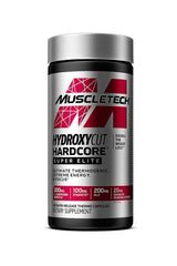 Muscletech Hydroxycut Hardcore Super Elite dietary supplement for weight loss and energy, 100 vcaps container.