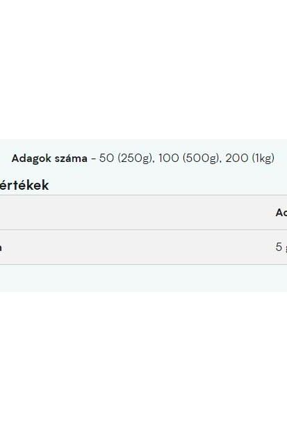 Myprotein L-glutamine product nutrition table showing serving sizes and glutamine content.