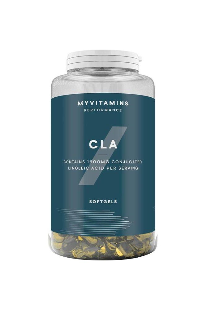 Myprotein Myvitamins CLA softgel capsules with 1000 mg of conjugated linoleic acid per serving.