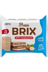 Nanosupps BRIX Protein Snack with Hazelnut Creme, 25g, high protein, low sugar, crispy texture.
