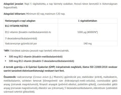 Active B12 Matrix ingredienser etikett
