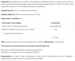 Selenium Extra – 60 tabletter baksida med näringsinformation
