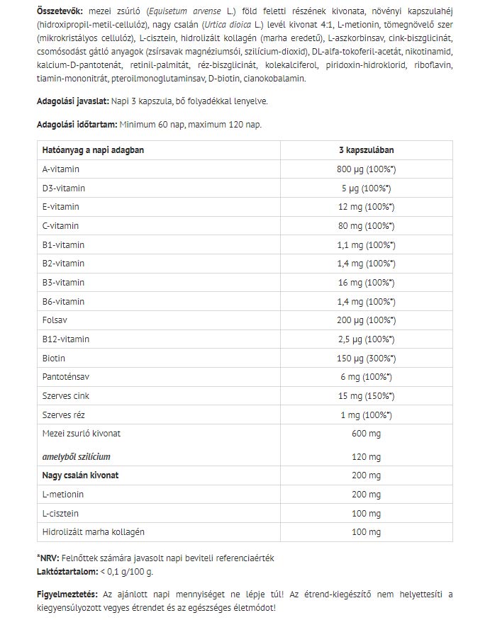 Organic Beauty Vitamin baksida näringsfakta
