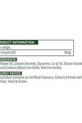 Product information for Natures Aid Co-Enzyme Q10 30mg softgels, including ingredients and allergy advice.
