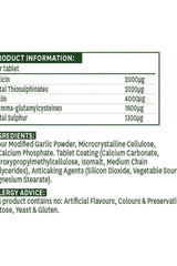 Natures Aid Concentrated Garlic 2000 mcg supplement ingredients and nutritional information panel.