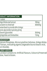 Natures Aid Ginkgo Biloba product label showing 120 mg dosage information and ingredients list.