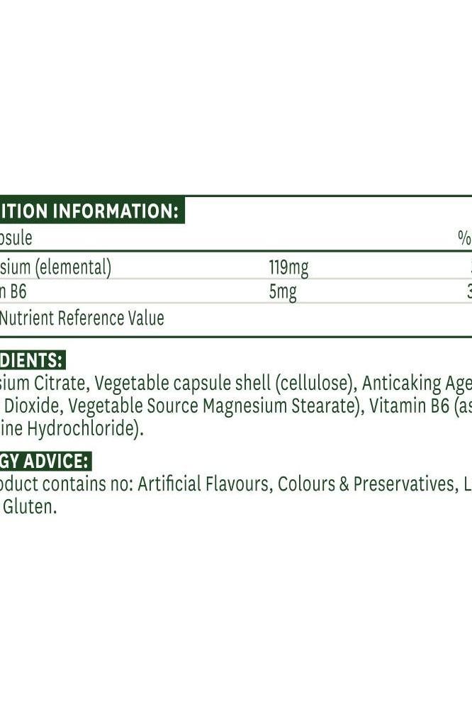 Nutrition label for Nature's Aid Magnesium Citrate capsules with ingredient and nutrient information.