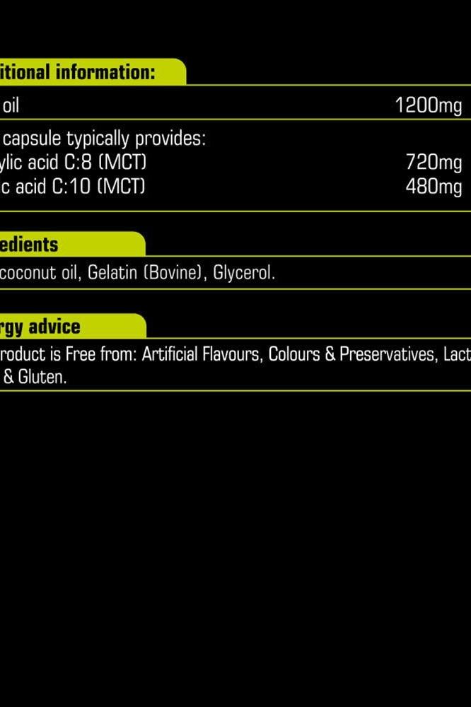 Natures Aid MCT Oil Capsules nutritional information and ingredients list in a detailed format.