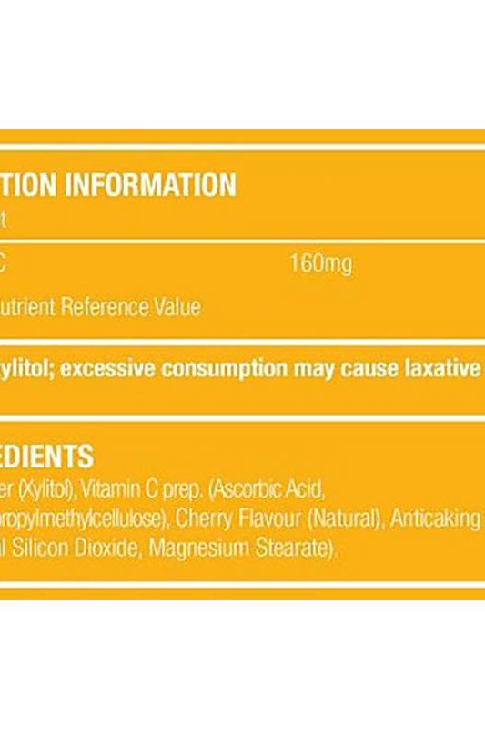 Nutritional information and ingredient list for Natures Aid Super Stars Vitamin C chewable tablets.