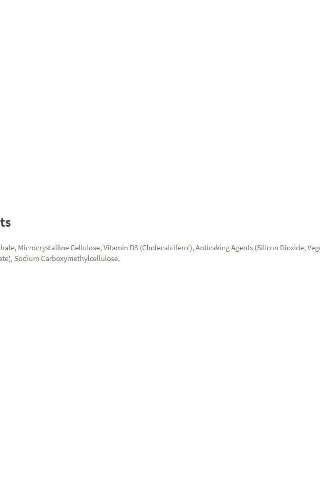 Ingredients list for Natures Aid Vitamin D3 5000IU: includes Vitamin D3 and microcrystalline cellulose.