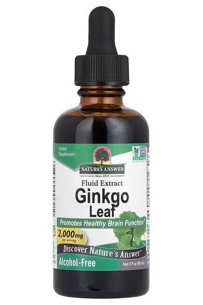 Nature's Answer Ginkgo Leaf extract, 2000mg, promotes healthy brain function, gluten-free and alcohol-free.