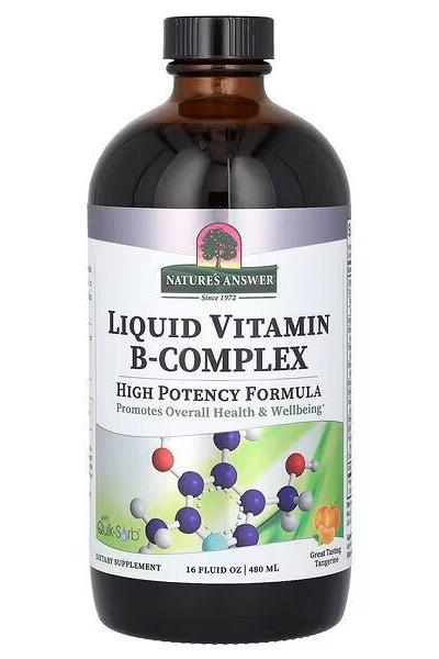 Nature's Answer Liquid Vitamin B-Complex bottle, high potency formula for overall health, 16 fl oz.