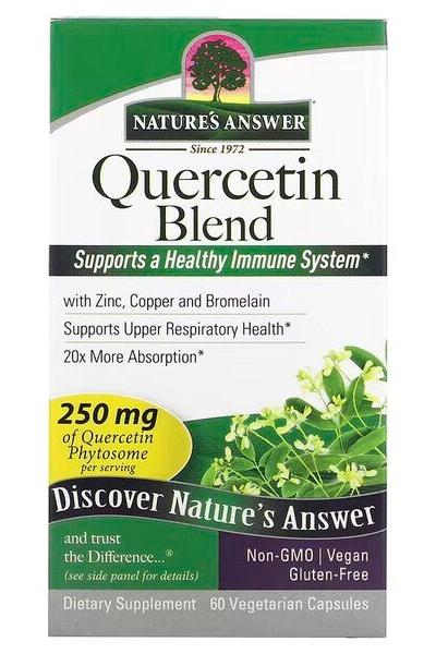 Nature's Answer Quercetin Blend 60 vcaps for immune support and respiratory health, with Zinc and Copper.