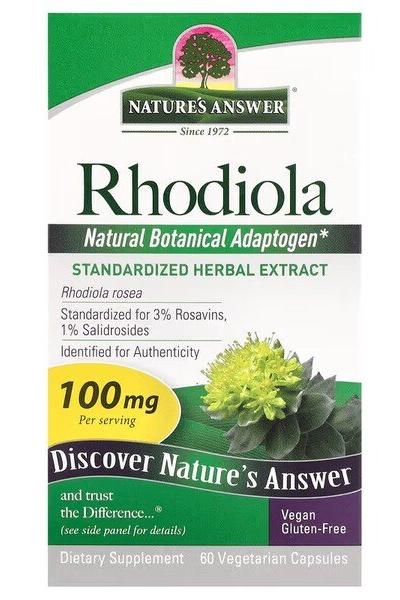 Nature's Answer Rhodiola Root extract, vegan dietary supplement for stress support and mental clarity.
